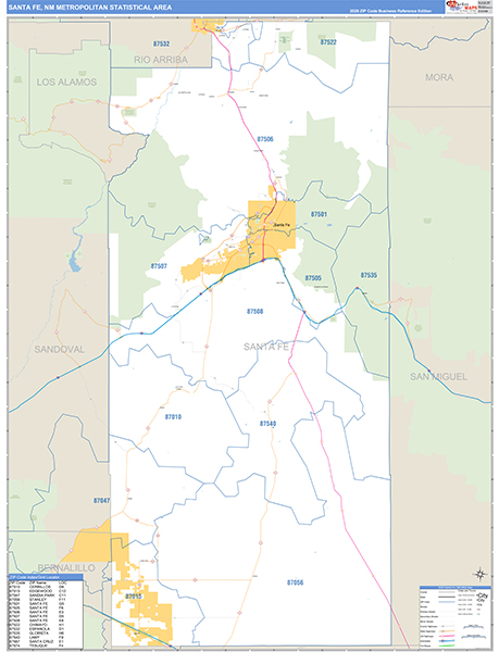 Santa Fe Metro Area Wall Map